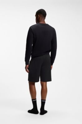 Loungewear-Shorts aus Baumwoll-Terry mit Logo-Print, Schwarz