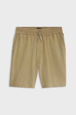 Loungewear shorts van katoenen badstof met logoprint, Beige