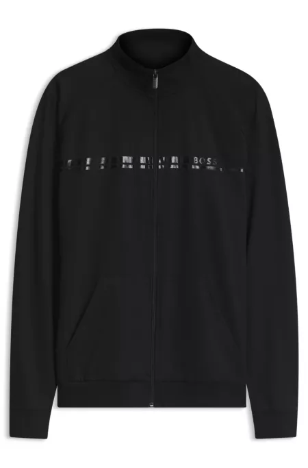 Veste en molleton de coton à rayure et logo