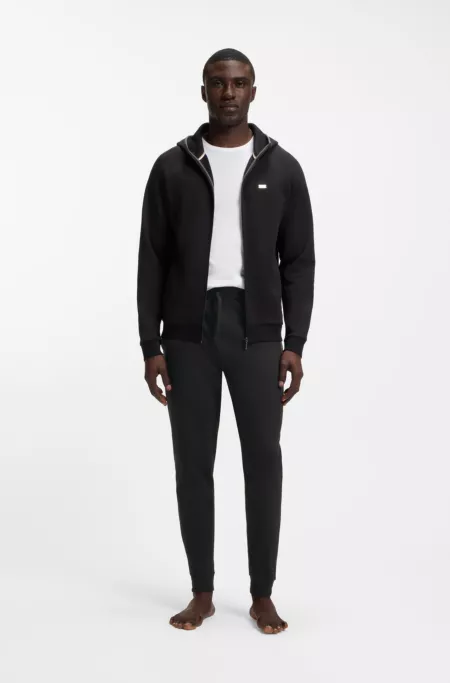 Cotton-terry tracksuit bottoms with stripes and logo