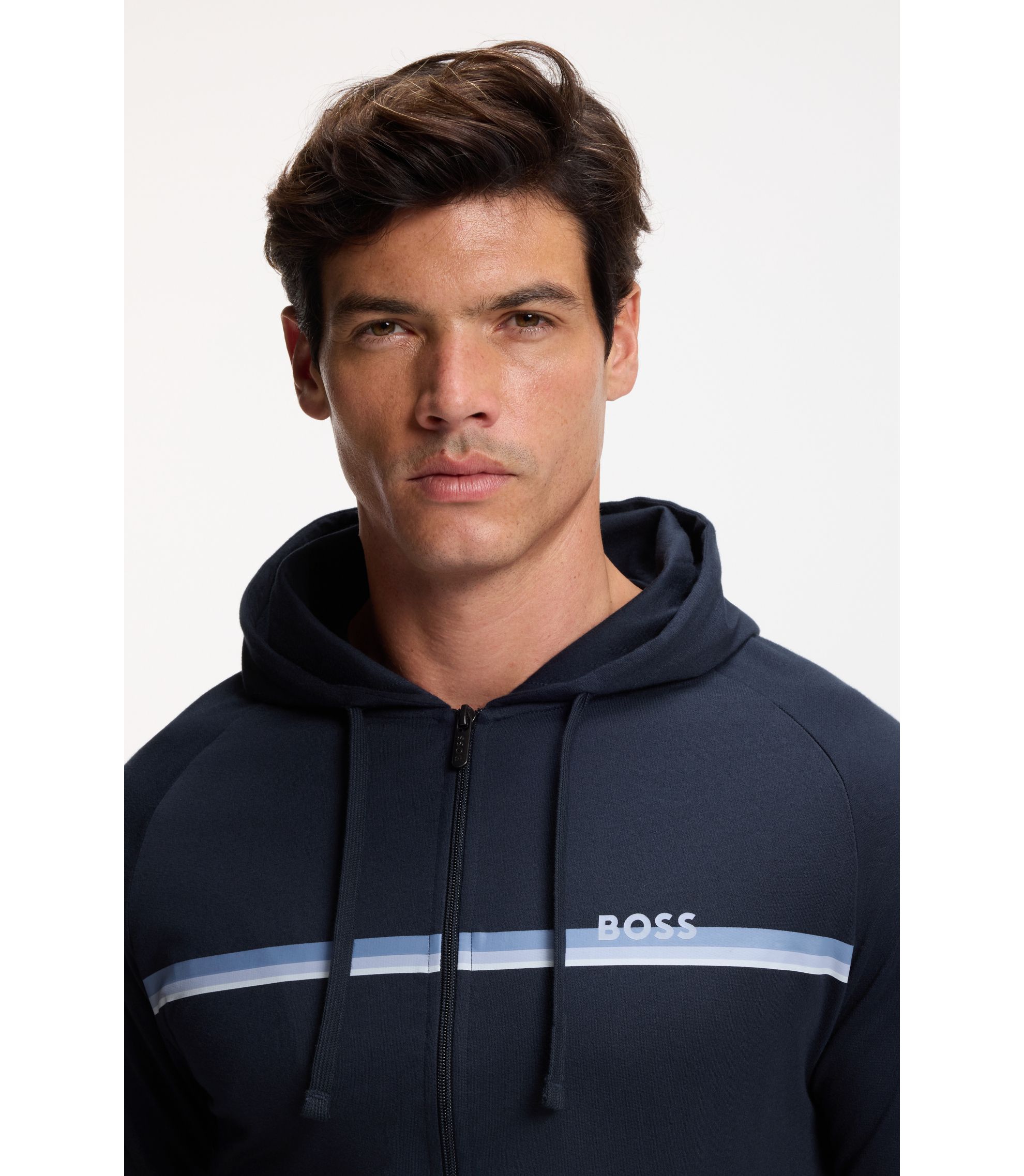 BOSS - Veste à Capuche En Molleton De Coton Avec Patch Logo