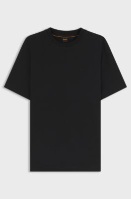 T-shirt in cotone intrecciato con logo ricamato, Nero