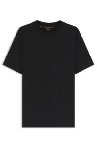Interlock-cotton T-shirt with embroidered logo, Black