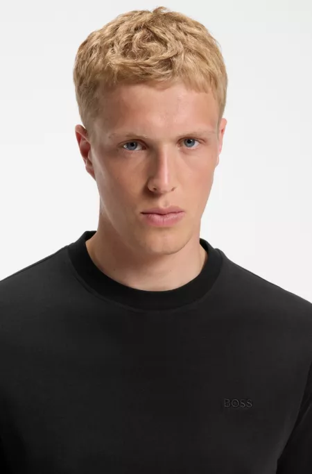 Camiseta de algodón interlock con logo bordado