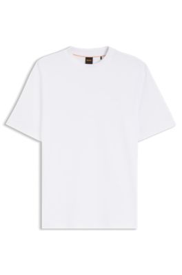 Interlock-cotton T-shirt with embroidered logo, White