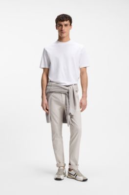 Interlock-cotton T-shirt with embroidered logo, White