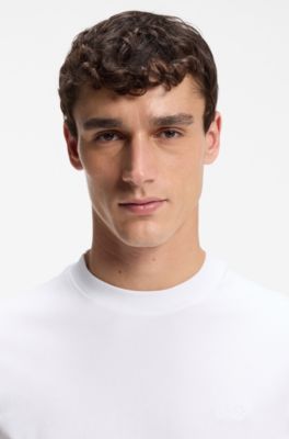 Interlock-cotton T-shirt with embroidered logo, White