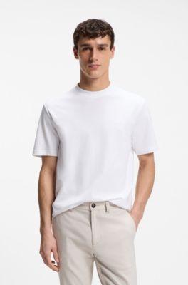 T-shirt in cotone intrecciato con logo ricamato, Bianco