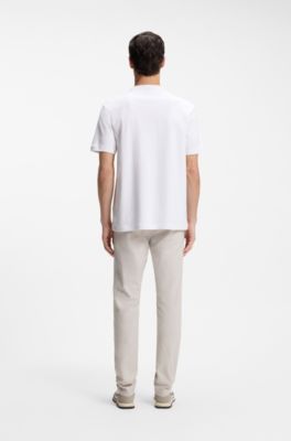 T-shirt in cotone intrecciato con logo ricamato, Bianco