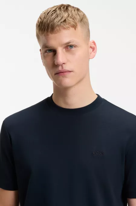 Interlock-cotton T-shirt with embroidered logo