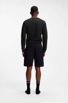 Felpa per l'abbigliamento da casa in cotone con logo sul petto, Nero