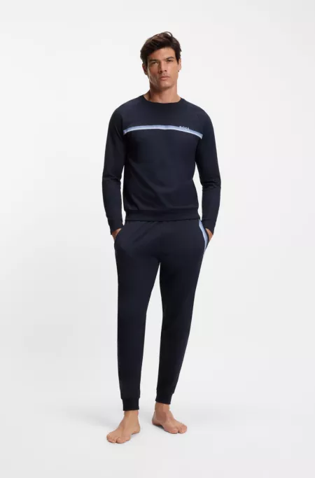 Cotton-terry sweatshirt with stripe and logo