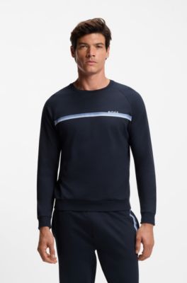 Loungewear-Sweatshirt aus Baumwolle mit Logo auf der Brust, Dunkelblau