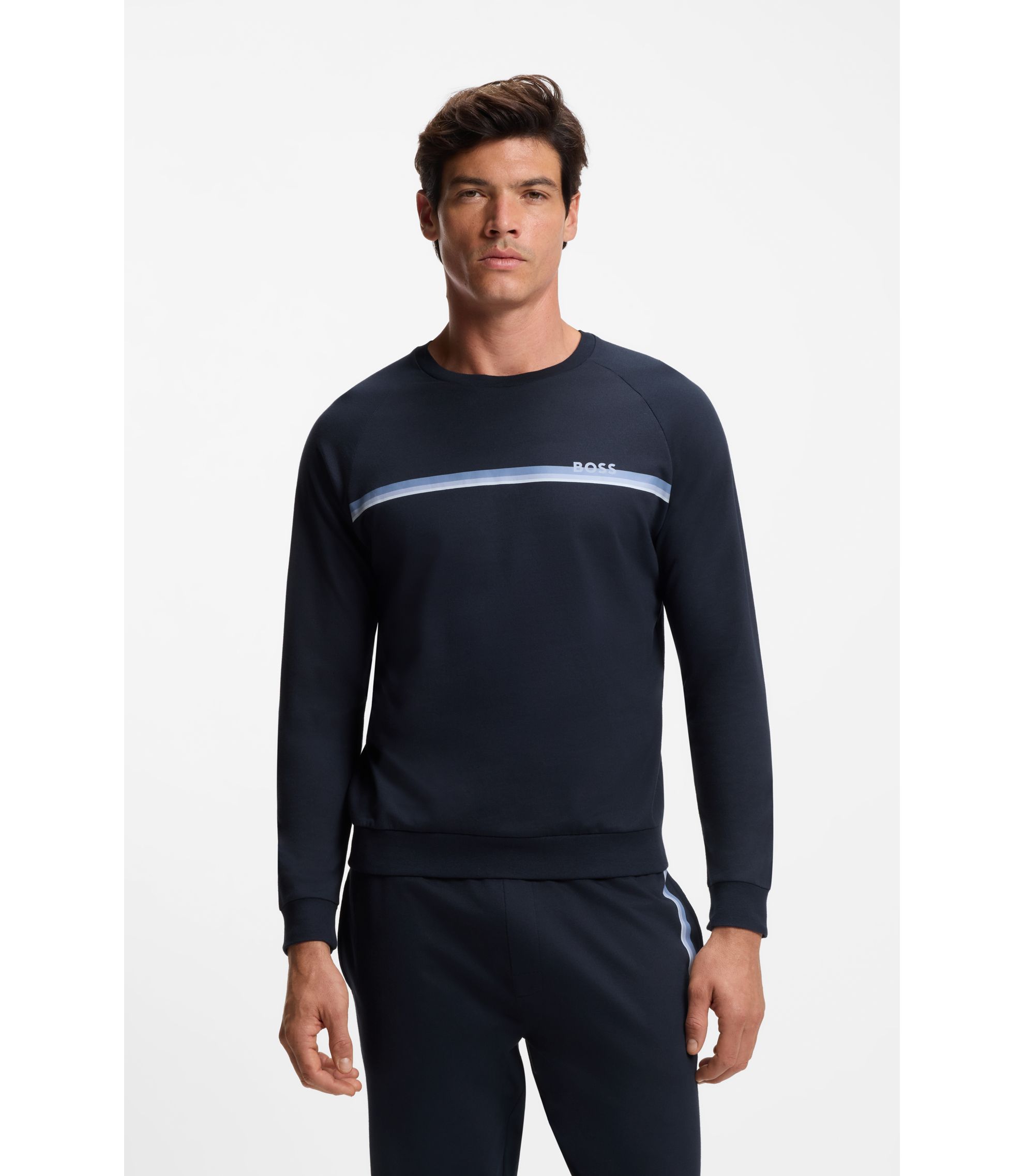 Sweatshirt aus Baumwoll-Terry mit Streifen und Logo