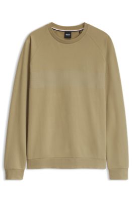 Cotton loungewear sweatshirt with chest branding, Beige