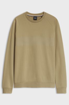 Cotton loungewear sweatshirt with chest branding, Beige
