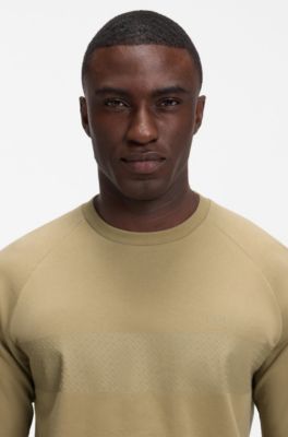 Cotton loungewear sweatshirt with chest branding, Beige