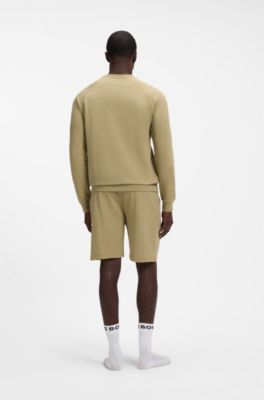 Cotton loungewear sweatshirt with chest branding, Beige