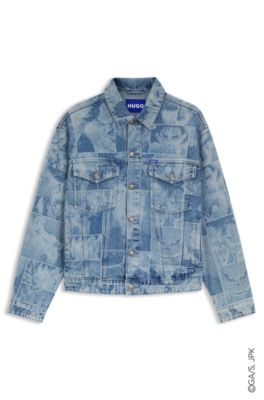 HUGO x Jujutsu Kaisen denim jacket with character print, Turquoise