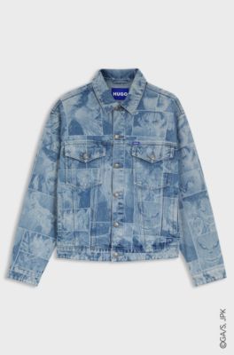HUGO x Jujutsu Kaisen denim jacket with character print, Turquoise
