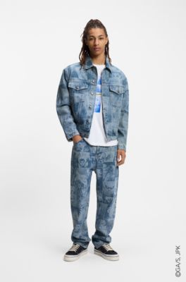 HUGO x Jujutsu Kaisen denim jacket with character print, Turquoise