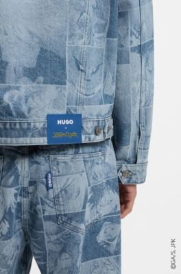 HUGO x Jujutsu Kaisen denim jacket with character print, Turquoise