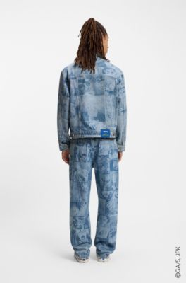 HUGO x Jujutsu Kaisen denim jacket with character print, Turquoise