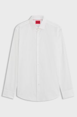 Slim-fit shirt in Oxford cotton with barrel cuffs, White