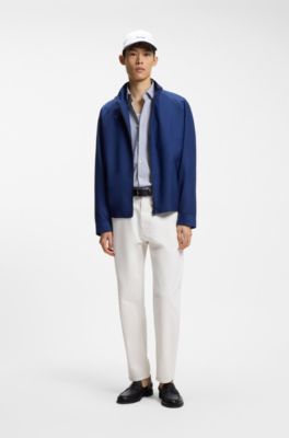 Chemise Slim en coton Oxford &agrave; poignets simples, Rayures bleues
