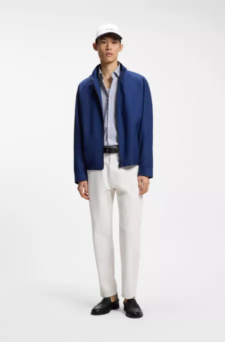 Slim-fit shirt in Oxford cotton with barrel cuffs