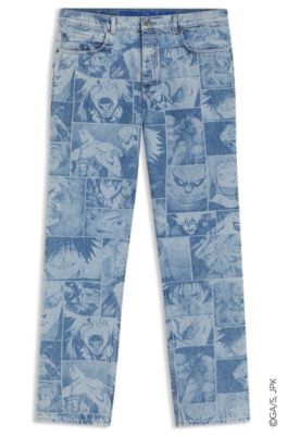 HUGO x Jujutsu Kaisen baggy jeans with character print, Blue