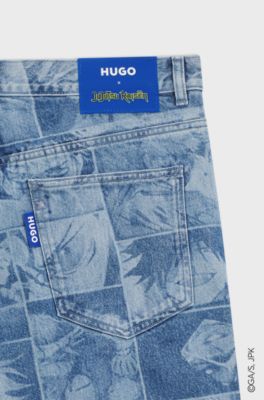 HUGO x Jujutsu Kaisen baggy jeans with character print, Blue