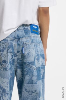 HUGO x Jujutsu Kaisen baggy jeans with character print, Blue