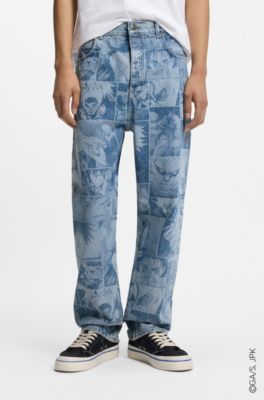 HUGO x Jujutsu Kaisen baggy jeans with character print, Blue
