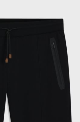 Regular-Fit Jogginghose aus Baumwoll-Mix, Schwarz