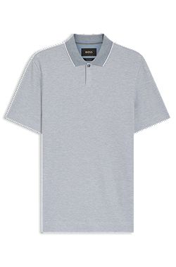 Cotton-silk polo shirt with three-tone structure