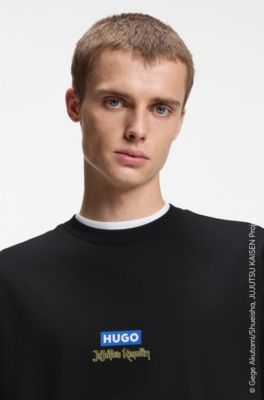 HUGO x Jujutsu Kaisen T-Shirt mit Yuji-, Megumi- und Kento-Print, Schwarz