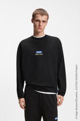 HUGO x Jujutsu Kaisen T-Shirt mit Yuji-, Megumi- und Kento-Print, Schwarz