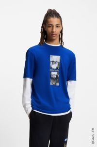 HUGO x Jujutsu Kaisen T-shirt con stampa di Saturo Gojo, Blu