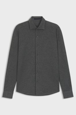 BECKHAM x BOSS slim-fit shirt in cotton jersey, Grey