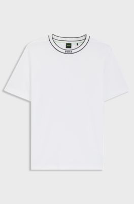 Cotton T-shirt with logo crew neck, White