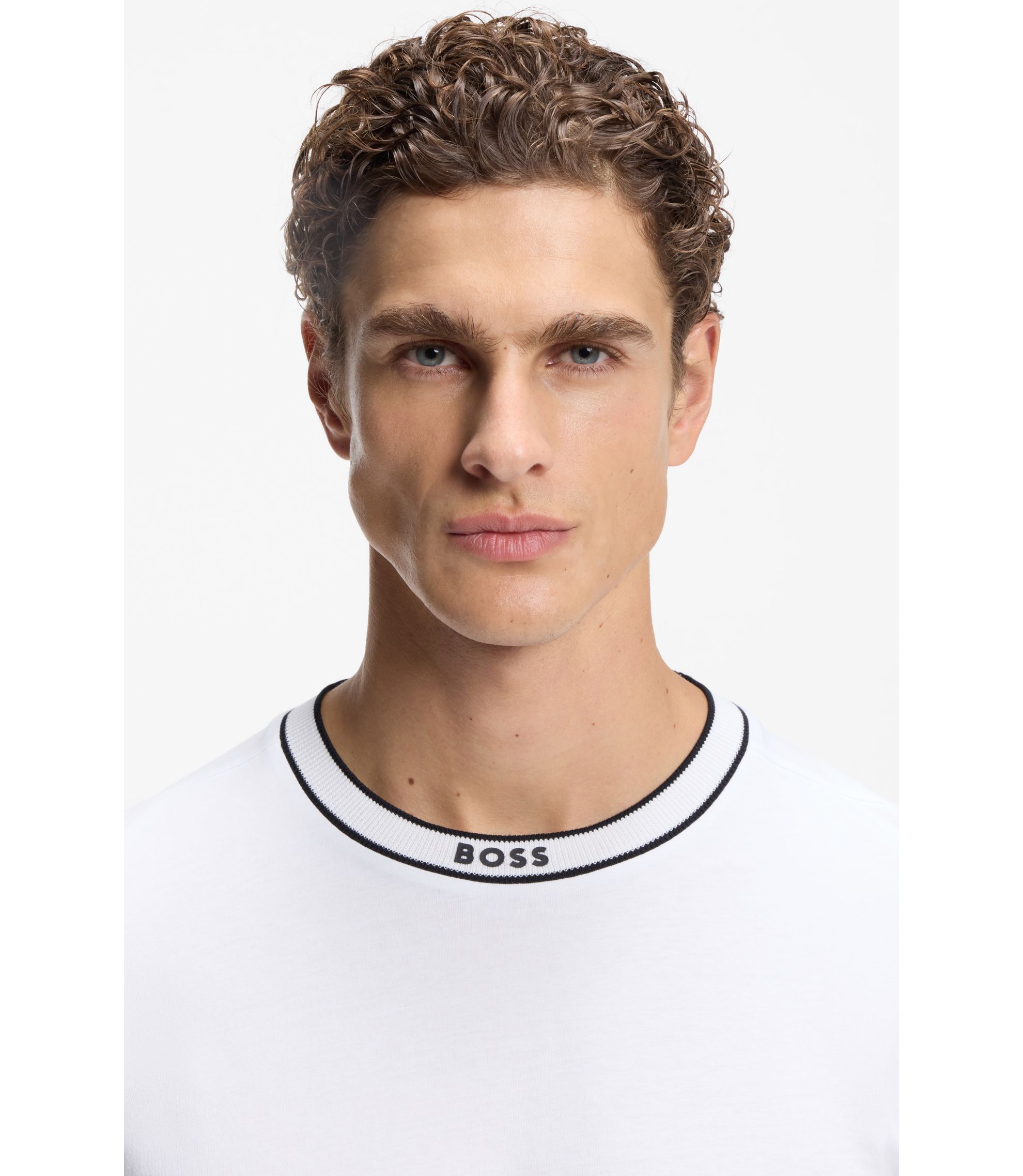 BOSS - コットンTシャツ ロゴ入りクルーネック - ホワイト