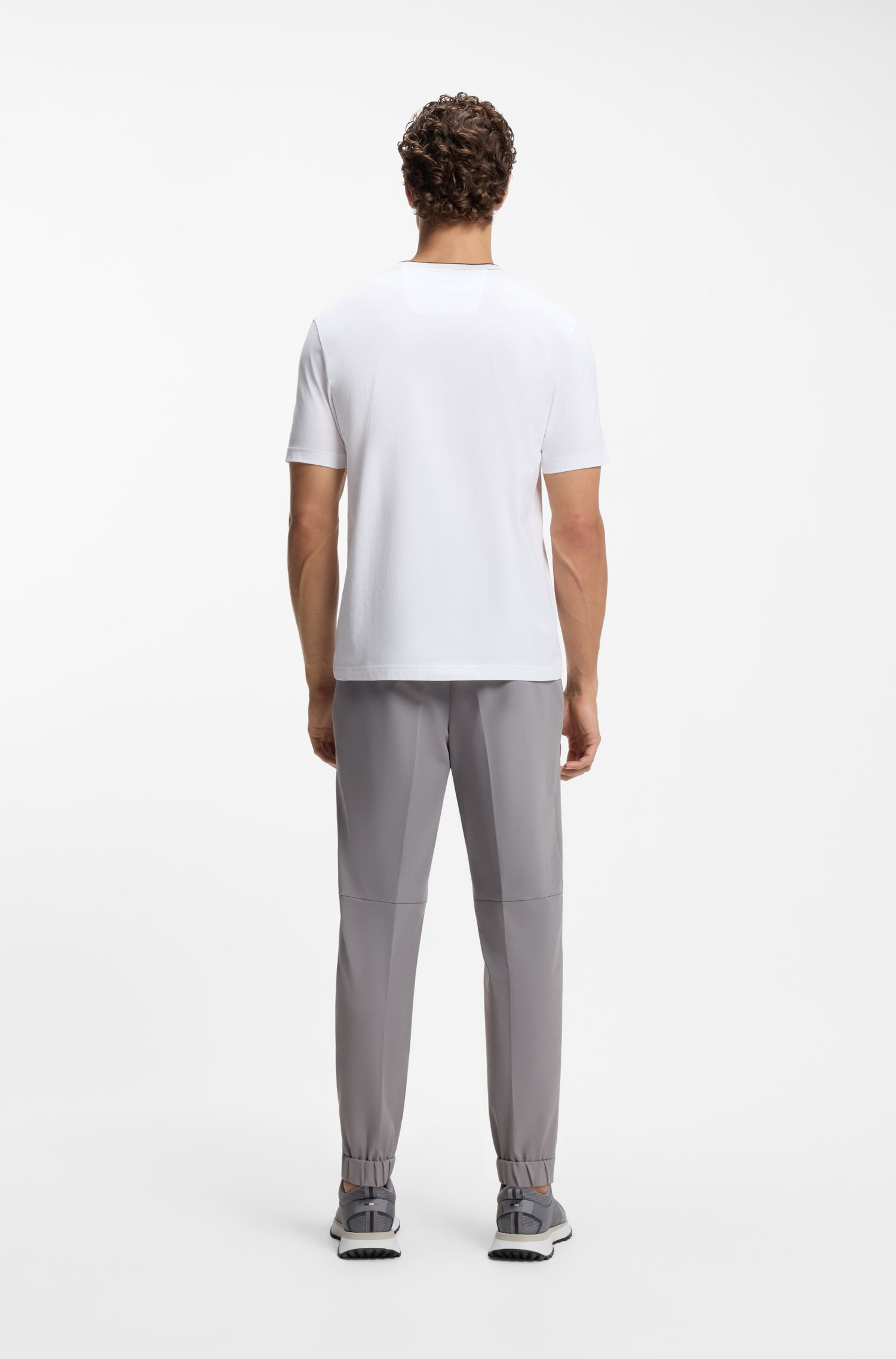 Boss Cotton T-shirt with logo crew neck herr – bild 3