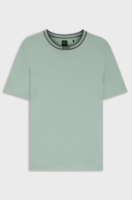 T-Shirt aus Baumwolle mit Logo am Rundhalsausschnitt, Hellgr&uuml;n