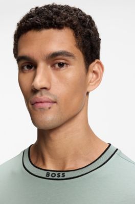 T-Shirt aus Baumwolle mit Logo am Rundhalsausschnitt, Hellgr&uuml;n