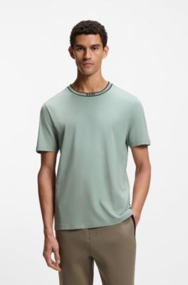 T-Shirt aus Baumwolle mit Logo am Rundhalsausschnitt, Hellgr&uuml;n