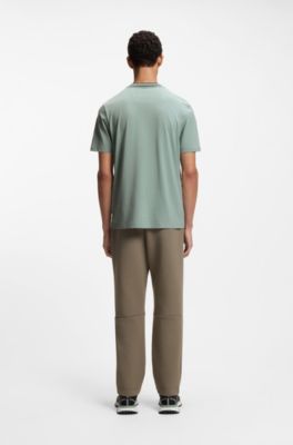 T-Shirt aus Baumwolle mit Logo am Rundhalsausschnitt, Hellgr&uuml;n