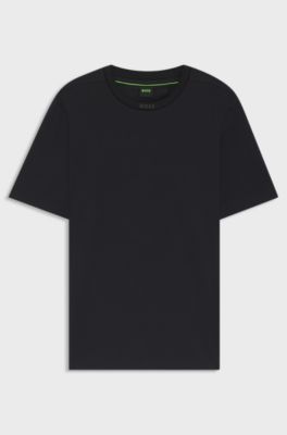 T-shirt en coton &agrave; col rond logot&eacute;, Bleu fonc&eacute;