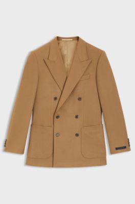 BECKHAM x BOSS double-breasted suit jacket in wool and cashmere, Beige