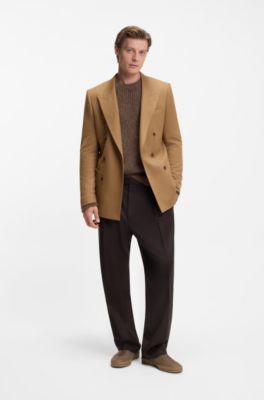 BECKHAM x BOSS double-breasted suit jacket in wool and cashmere, Beige